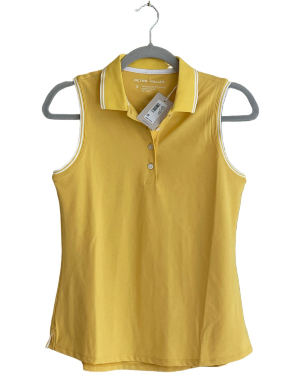 Peter Millar Canterbury Polo Womens Small Yellow Sleeveless Golf Mesh NWT